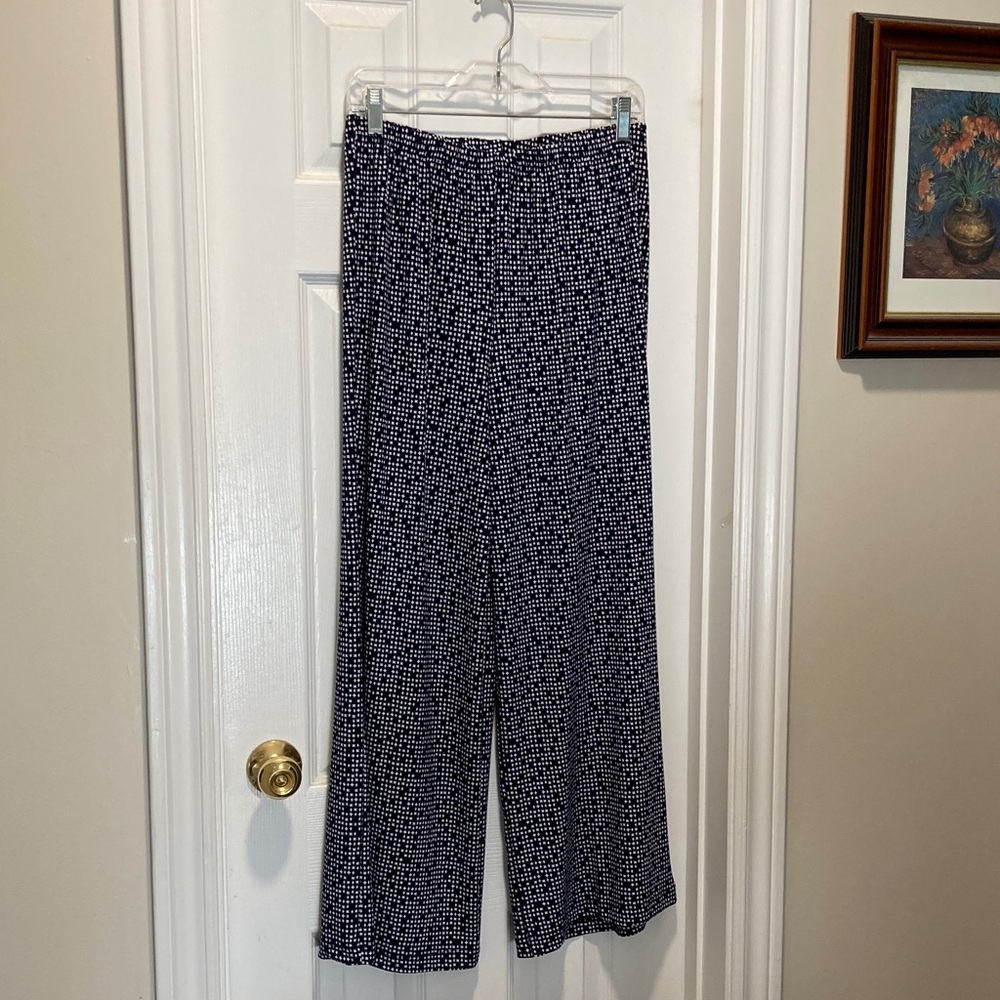 NWOT - Easywear by Chico’s Navy & White Wide Leg Stretch Pull-On Pant - Size 1